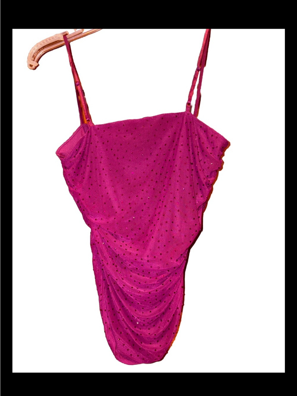 AFRM Fuchsia Pink Ruched Rhinestone Tank Top - Picture 2 of 6